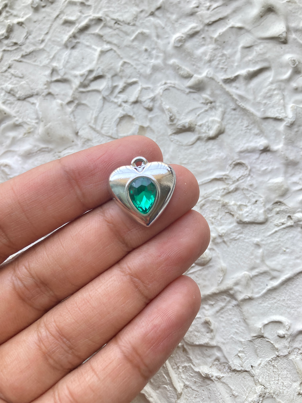 Thumbnail: 304 stainless steel heart with rhinestone charm