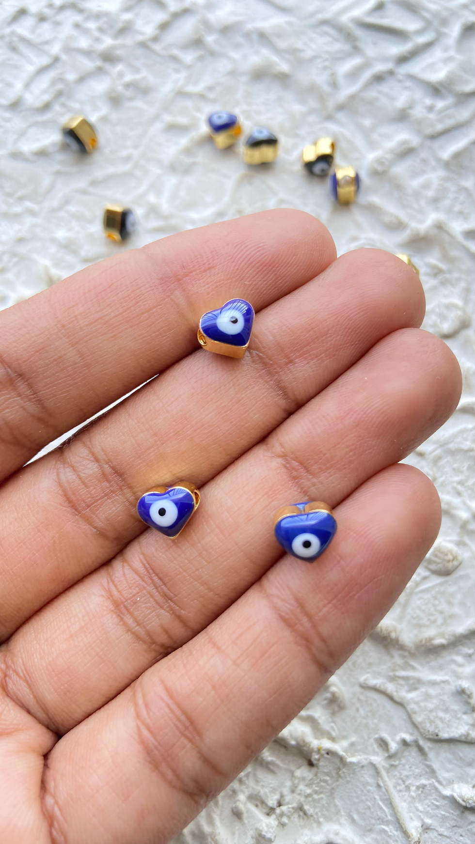 Thumbnail: Enamel evil eye heart shape bead