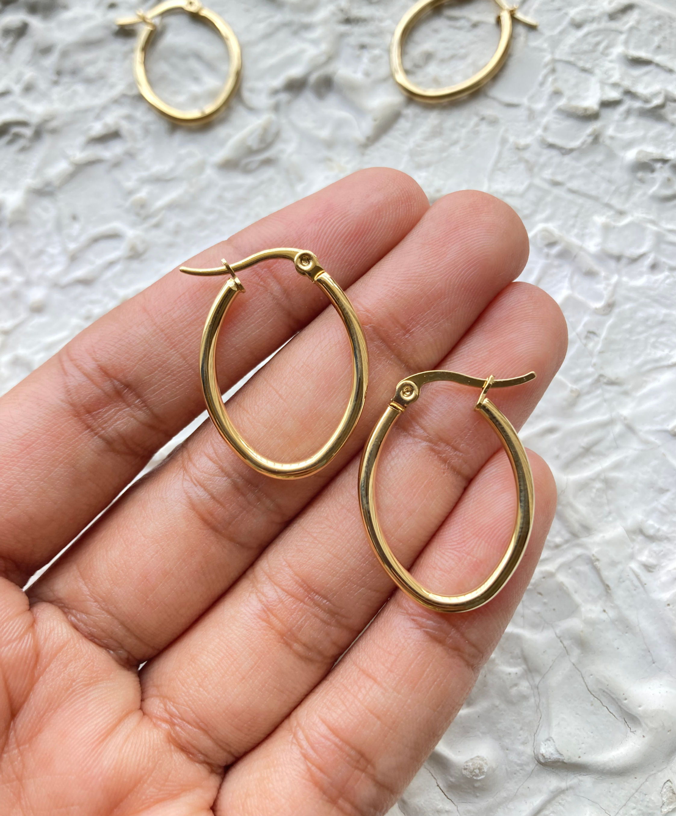 201 stainless steel, Oval shape hoops (1pair)