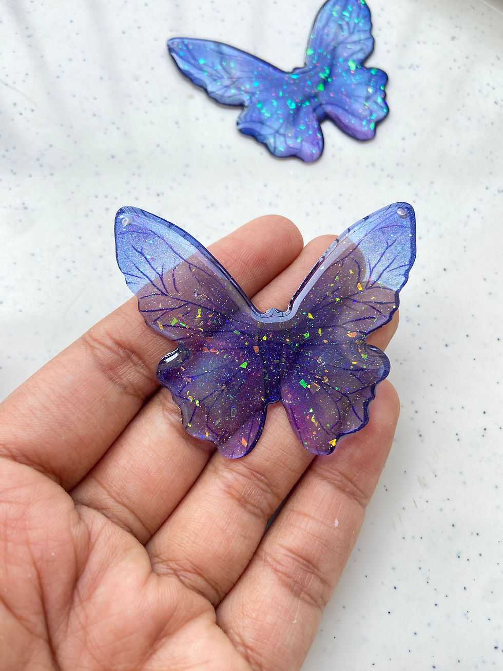 Thumbnail: Resin glitter butterfly charm