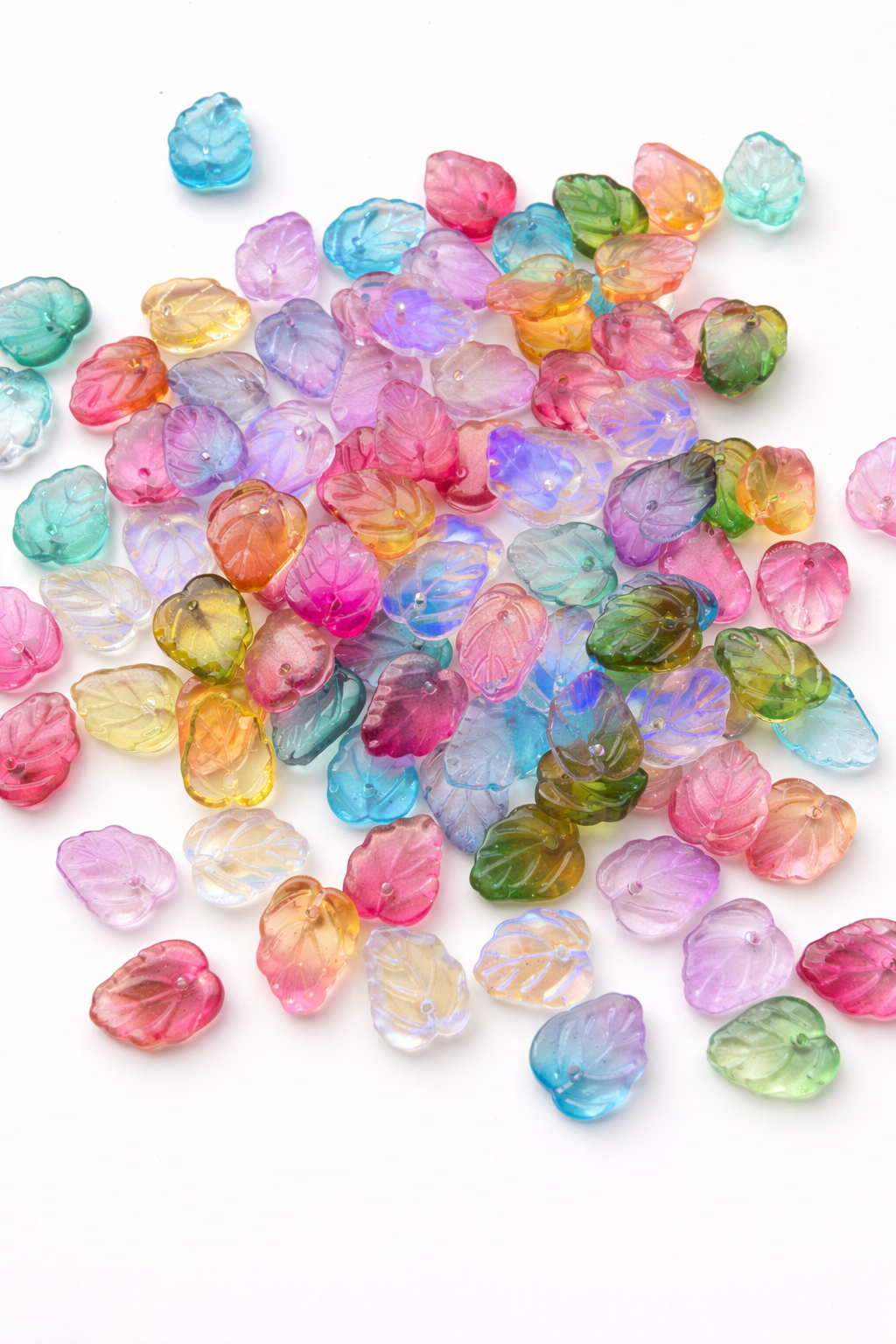 Lightly shaded glass leaf charm