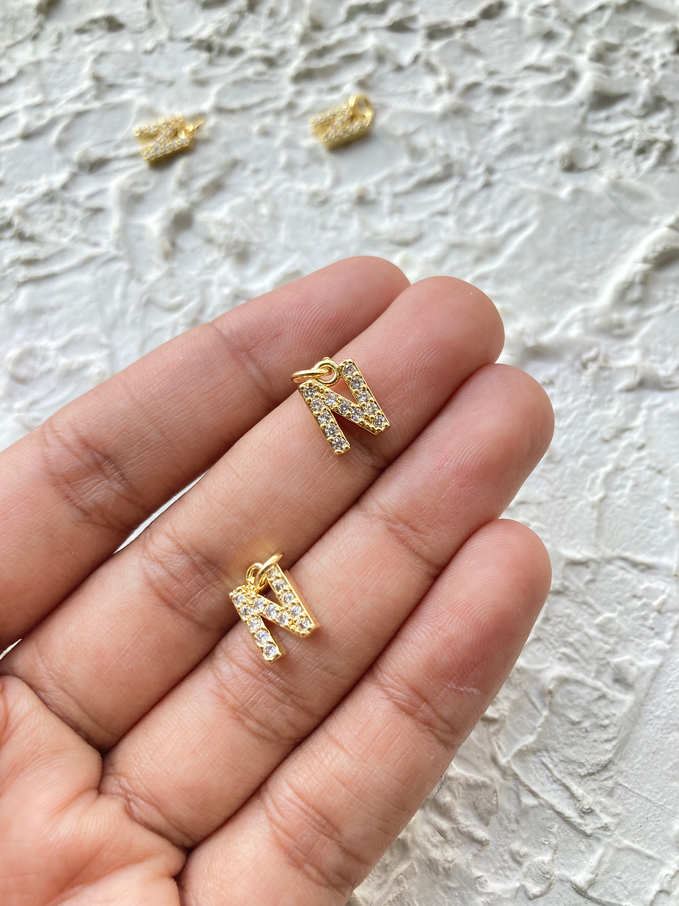 Thumbnail: 18k gold plated zircon alphabet ( A,B,H,M,R,S,N,I,E,C ) charm (part-1)