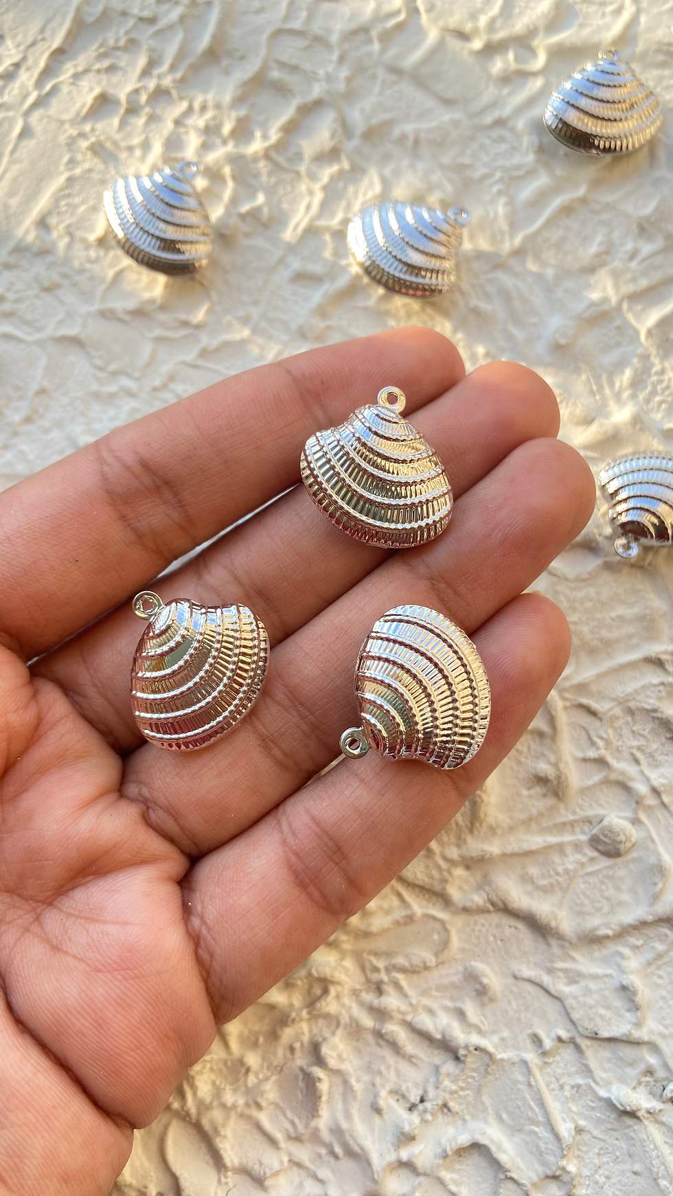 Thumbnail: Gold Plated Brass 3D Shell Geometry Charm Pendant