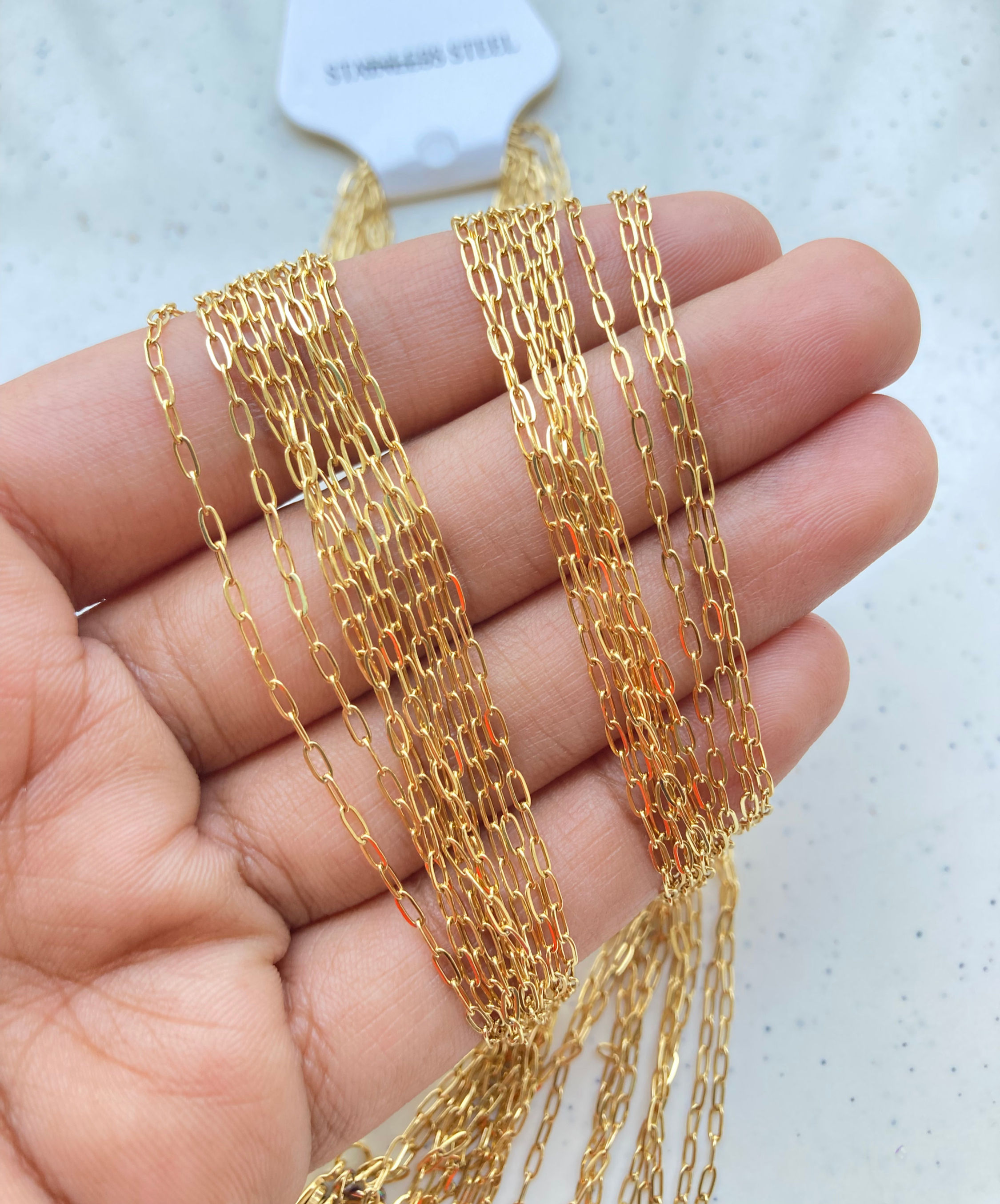 18k gold plated small oval link chain with lobster clasp