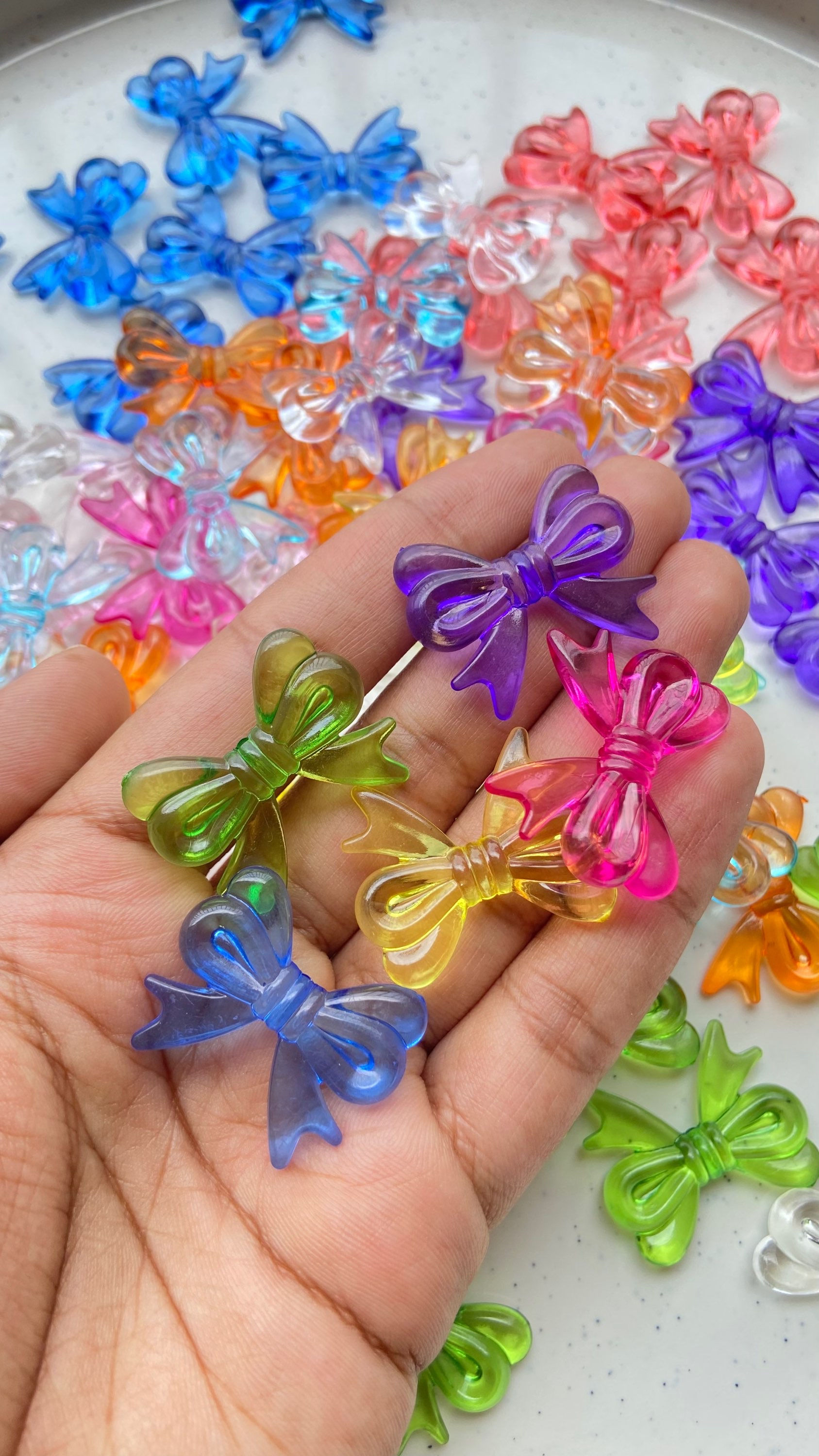Colourful acrylic bow bead (Pattern-2)