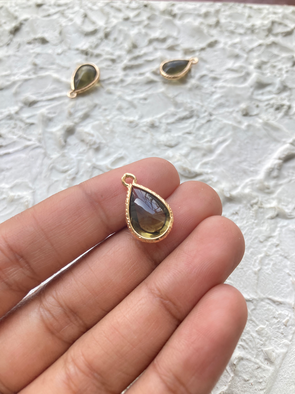Thumbnail: Gold tone brass teardrop charm