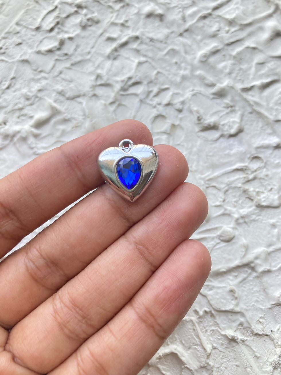 Thumbnail: 304 stainless steel heart with rhinestone charm