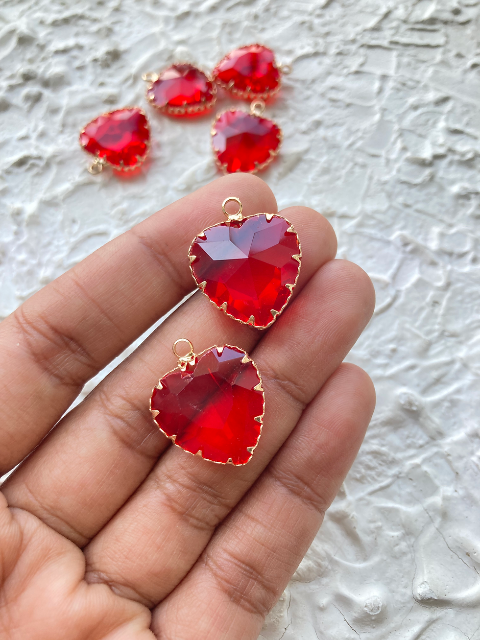Thumbnail: Mix colour glass heart charm