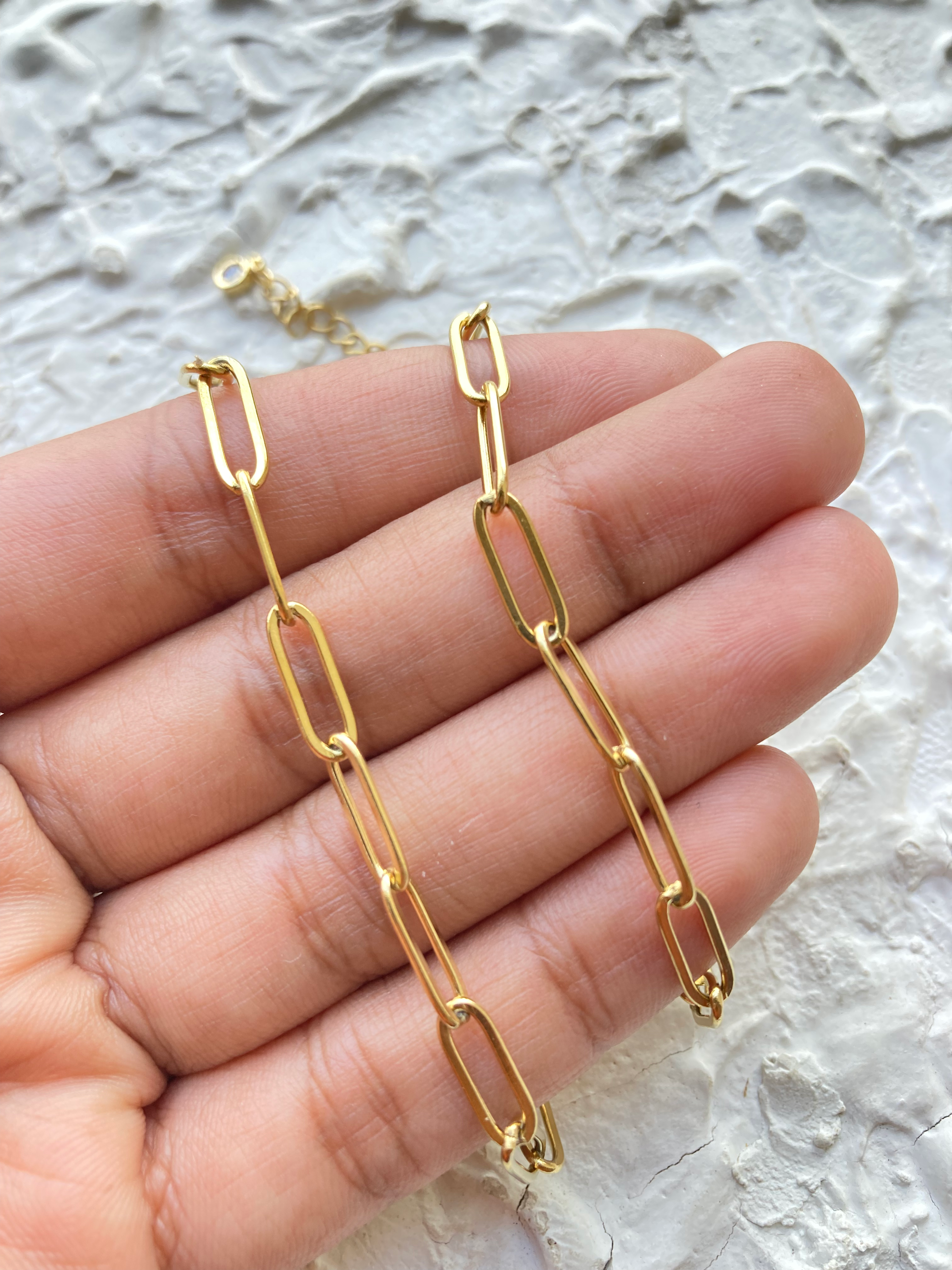 304 stainless steel paper clip bracelet chain+extension