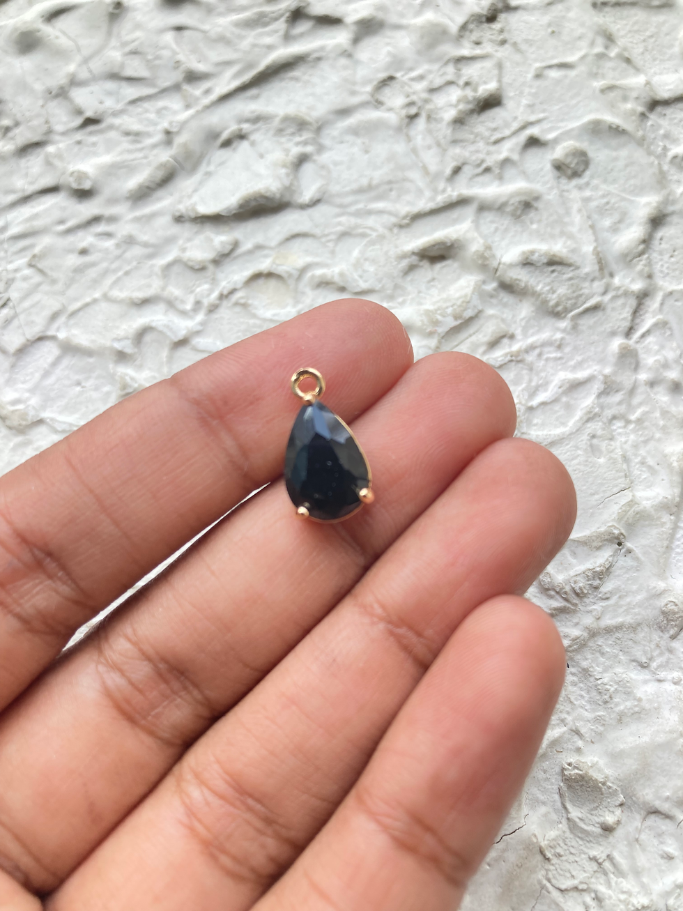 Thumbnail: Glass zircon teardrop brass charm