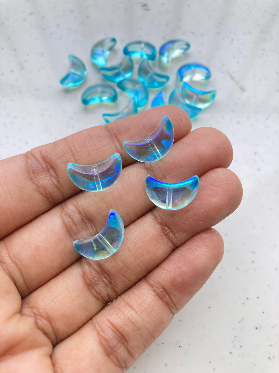 Thumbnail: Holographic effect moon bead (vertically drilled)
