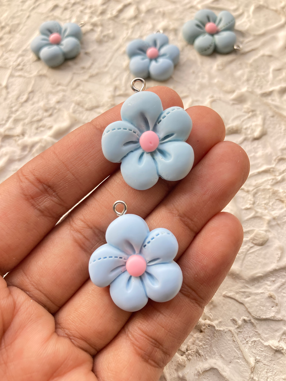 Thumbnail: Colourful opaque resin flower charm