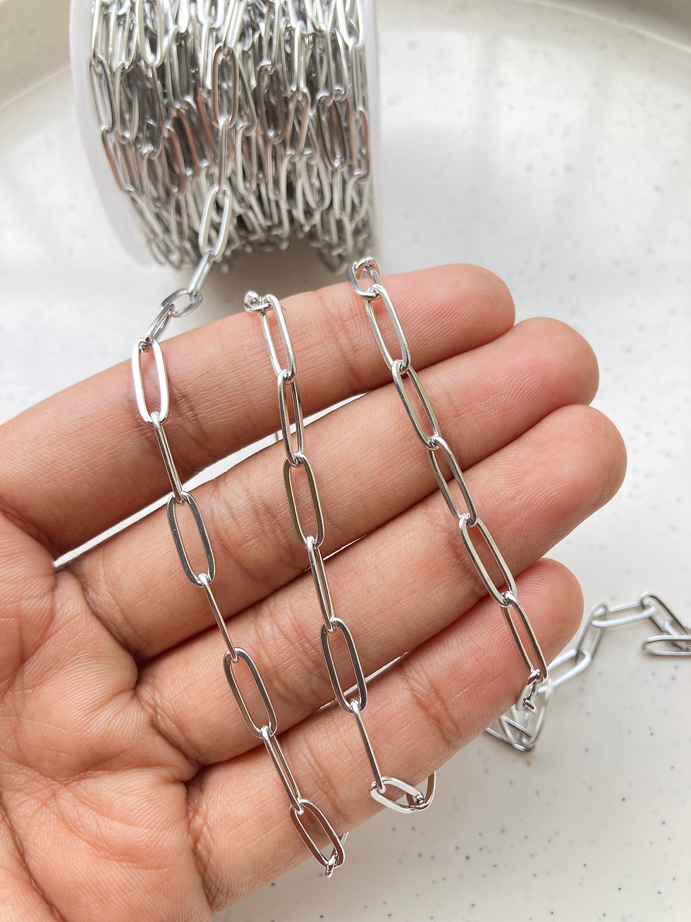 Thumbnail: 304 stainless steel golden/silver paper clip running chain, PVD plating