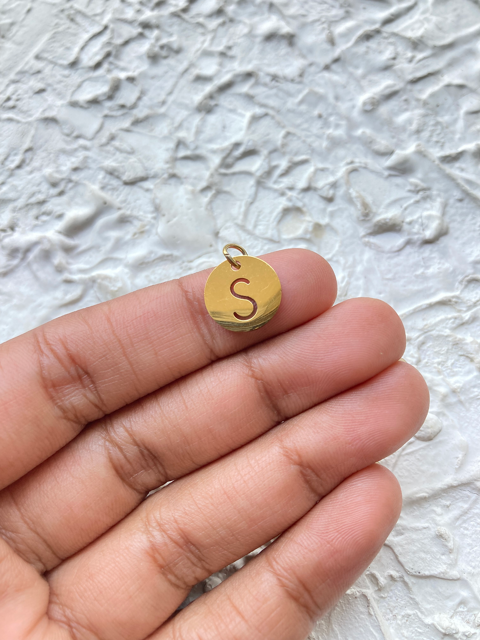 Thumbnail: 304 stainless steel alphabet cutout flat round charm with jumpring (N to Z)