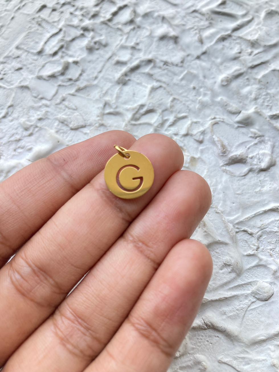Thumbnail: 304 stainless steel alphabet cutout flat round charm with jumpring (A to M)