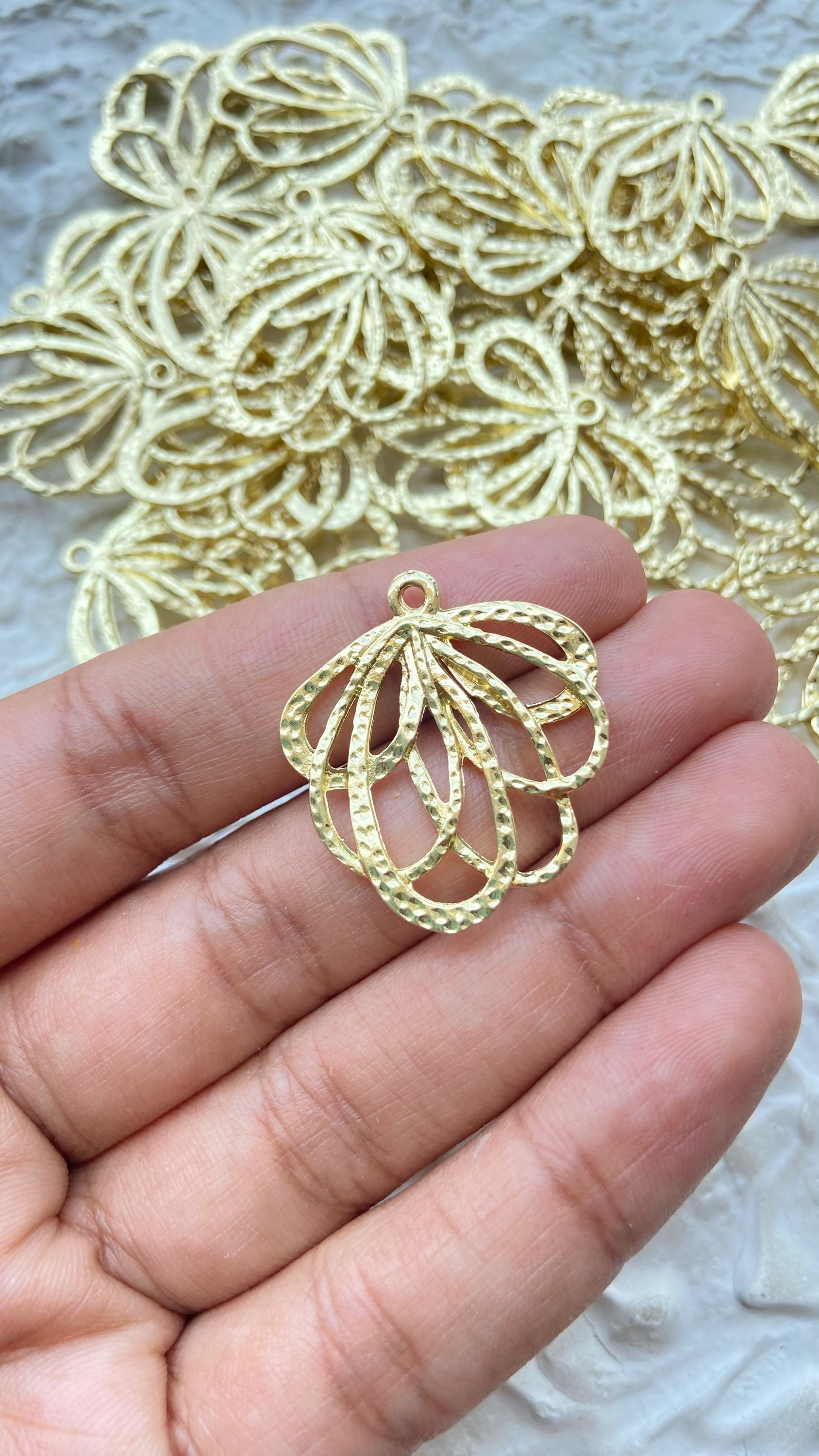 Designer half flower charm with texture