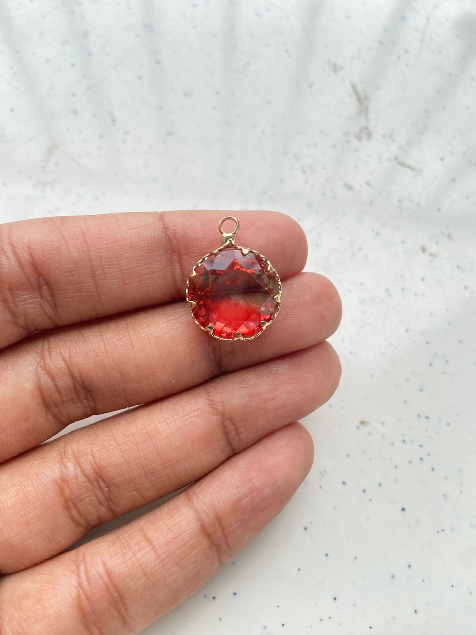 Thumbnail: Two tone faceted glass round charm