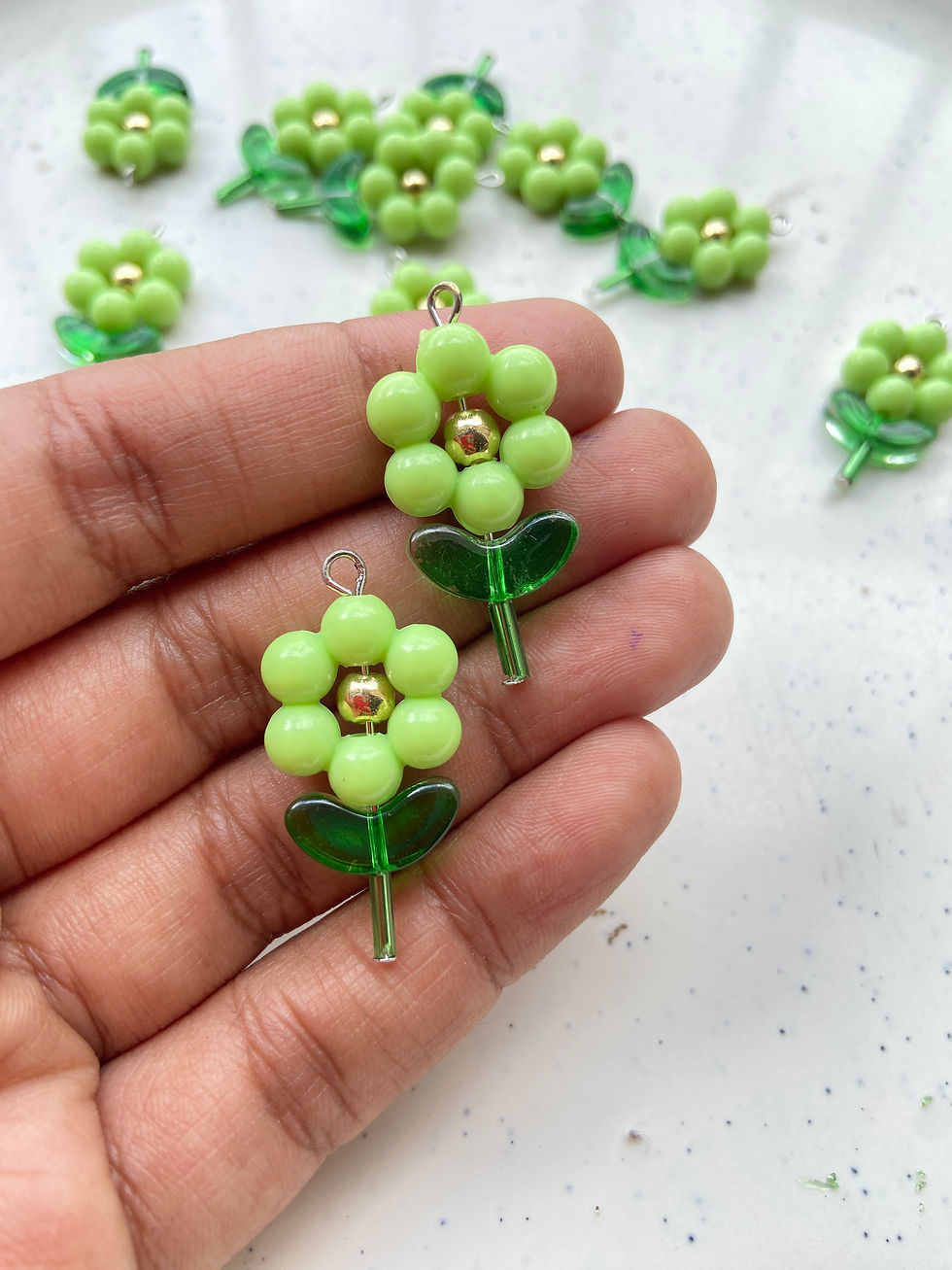 Thumbnail: Readymade acrylic flower with glass leaf charm