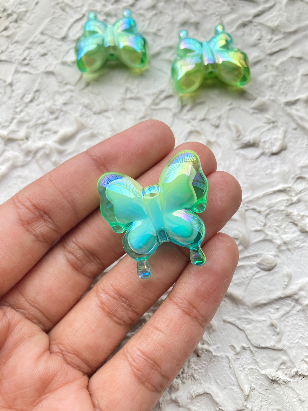 Thumbnail: Colourful chunky butterfly iridescent bead