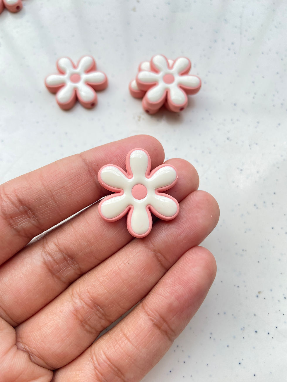 Thumbnail: Acrylic enamel flower bead, vertically drilled