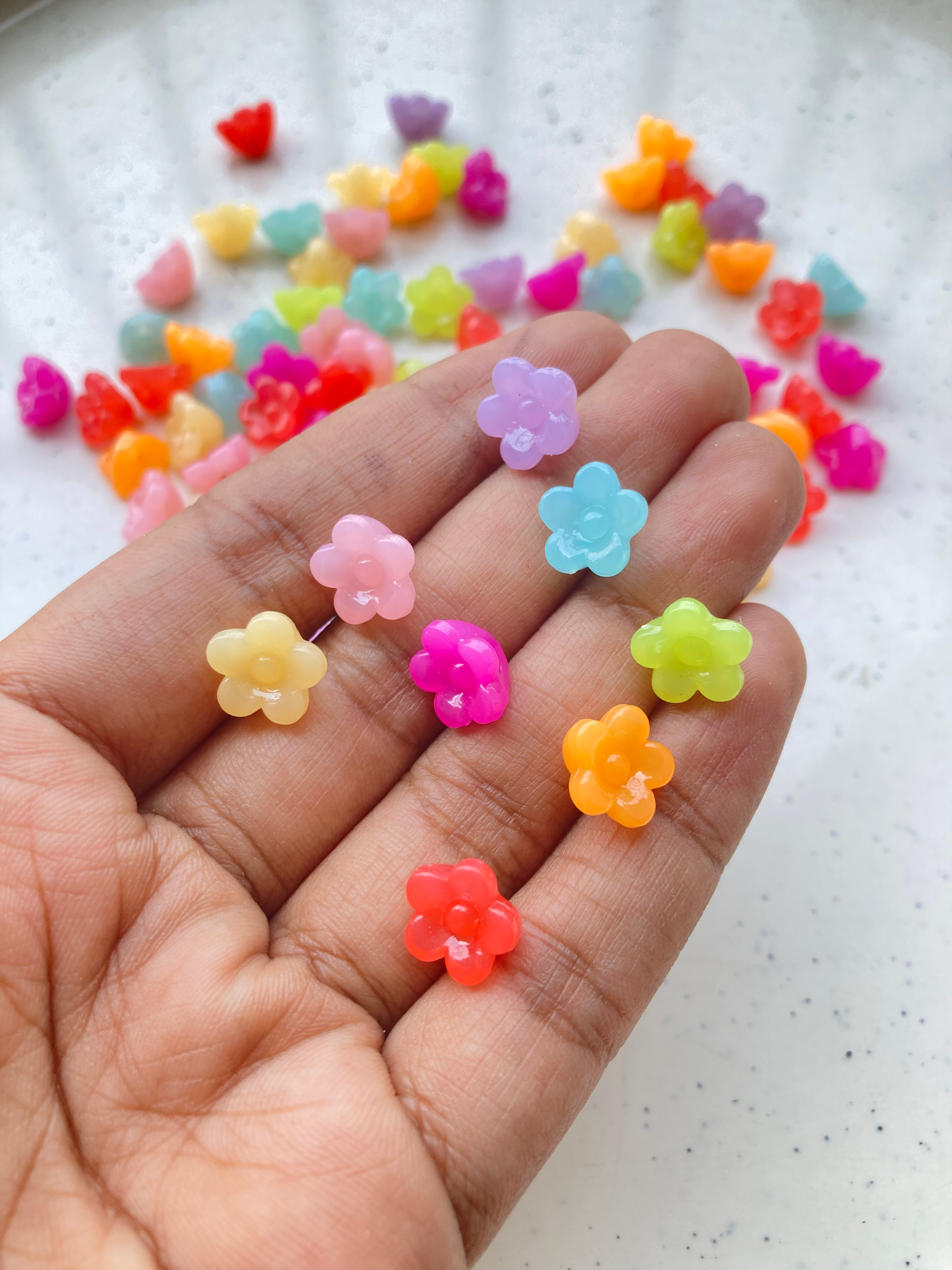 Colourful jelly flower acrylic bead