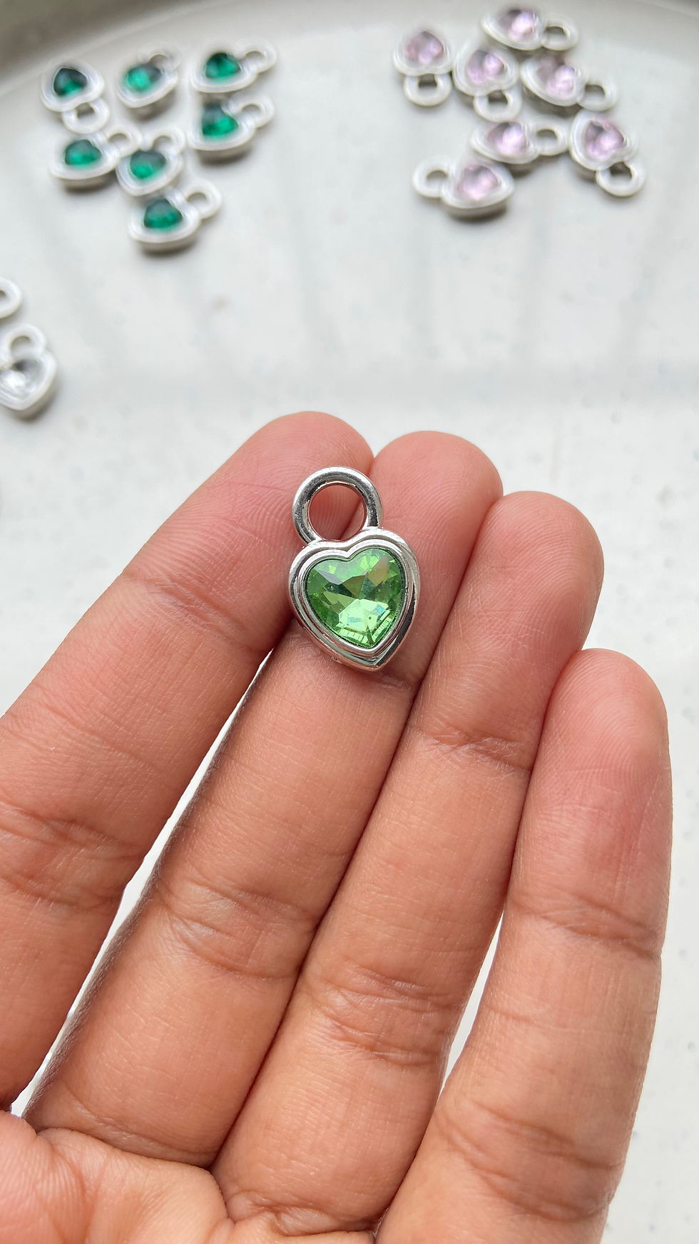 Thumbnail: Alloy glass heart platinum colour pendant