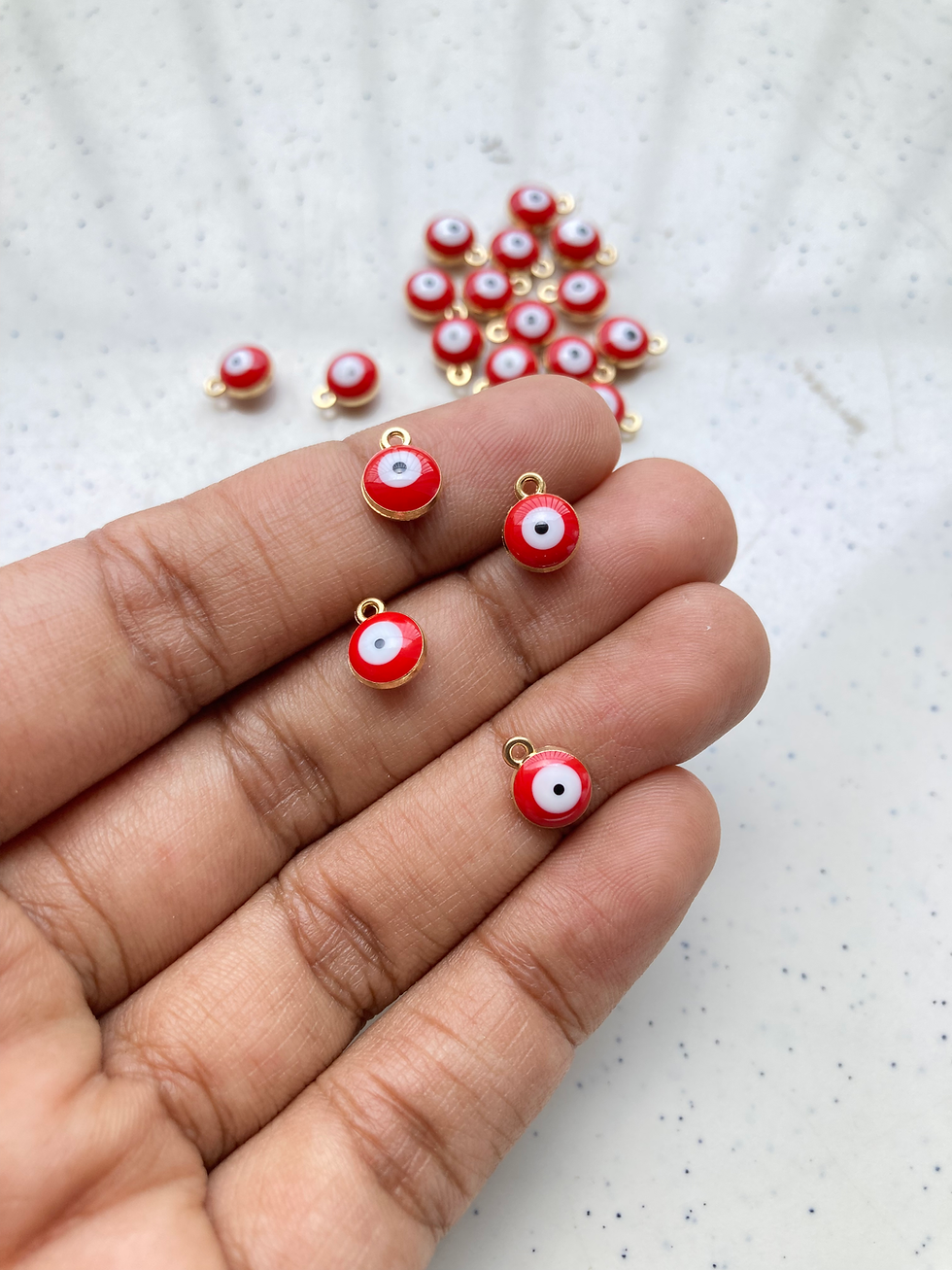 Thumbnail: Enamel small round evil eye alloy charm