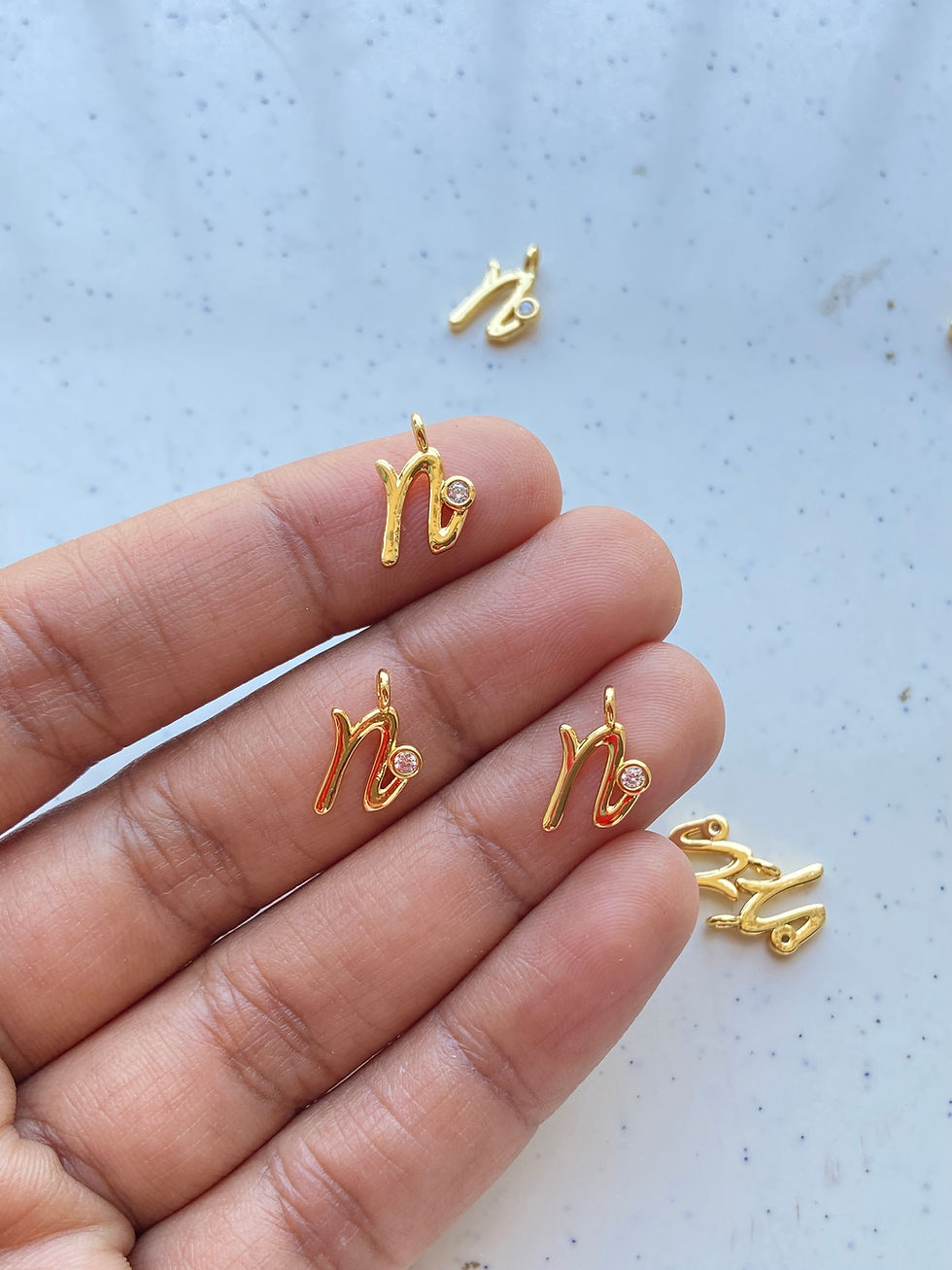 Thumbnail: Italic alphabet charm with zircon stone, anti-tarnish