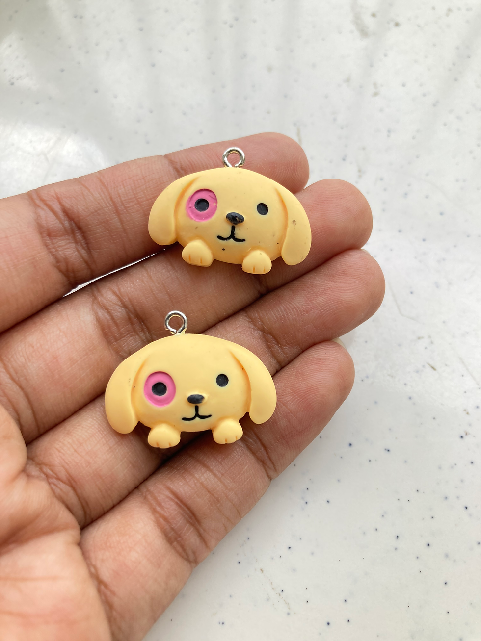 Thumbnail: Mixed colour dog face resin charm