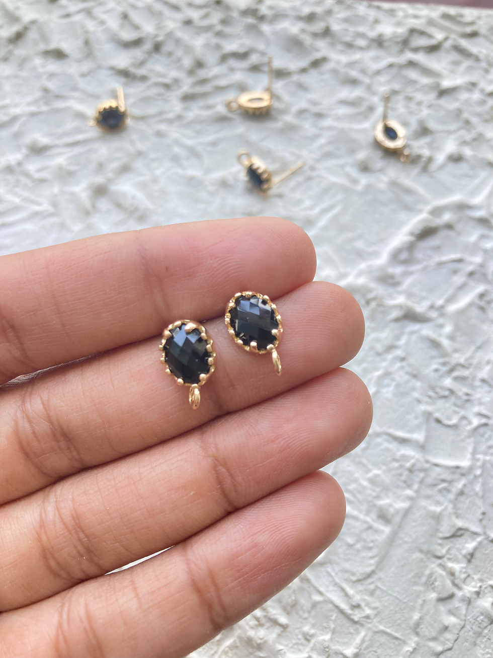 Thumbnail: Glass colourful oval stud