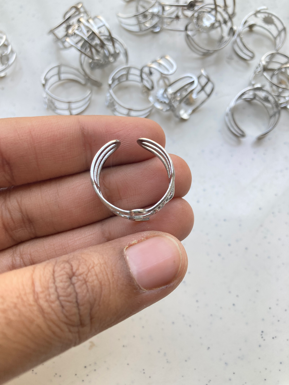 Thumbnail: 18k gold plated sun/moon/star adjustable ring (1pc)