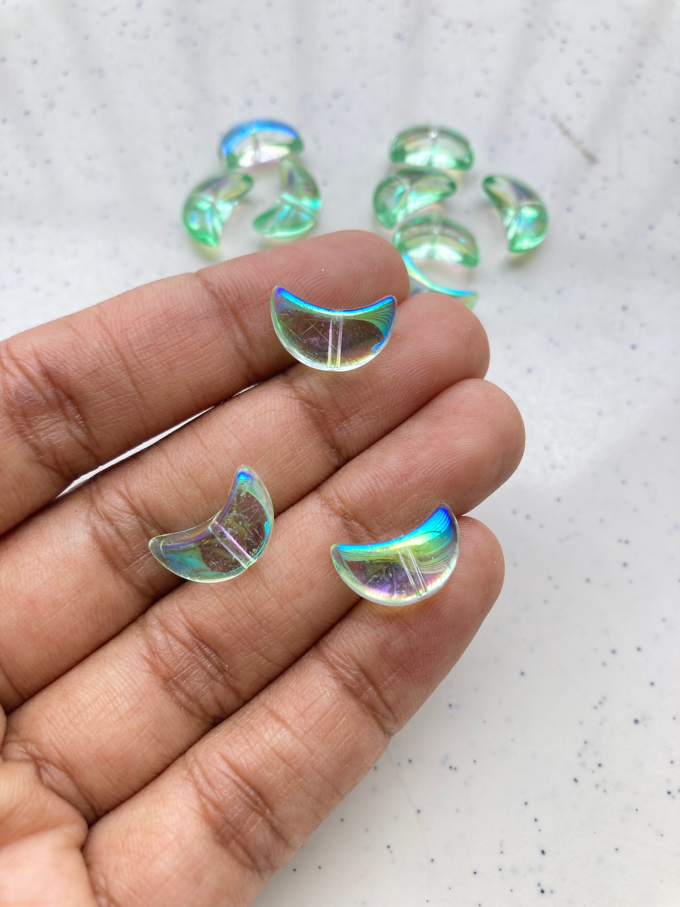 Thumbnail: Holographic effect moon bead (vertically drilled)