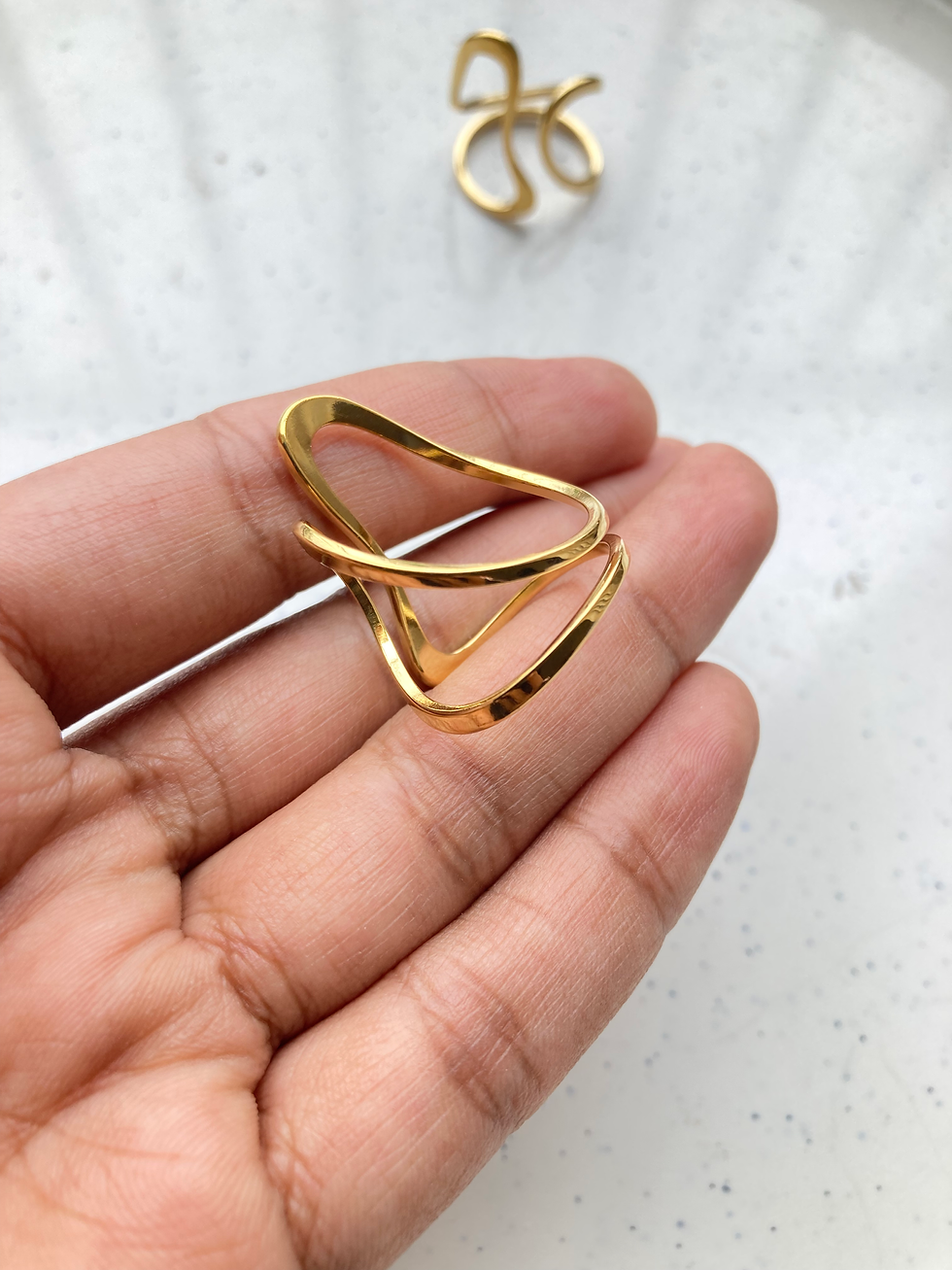 Thumbnail: Readymade gold plated cuff adjustable ring