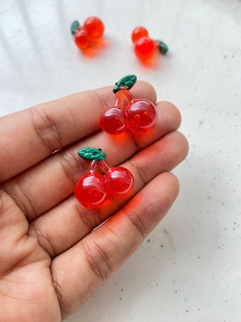 Thumbnail: Small cherry fruit resin charm