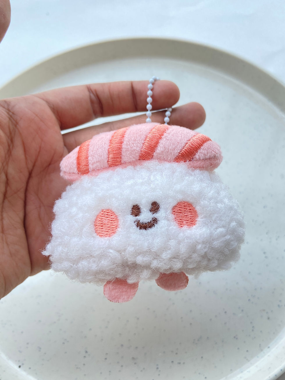 Thumbnail: Sushi plushy with ball chain readymade keychain (1pc)
