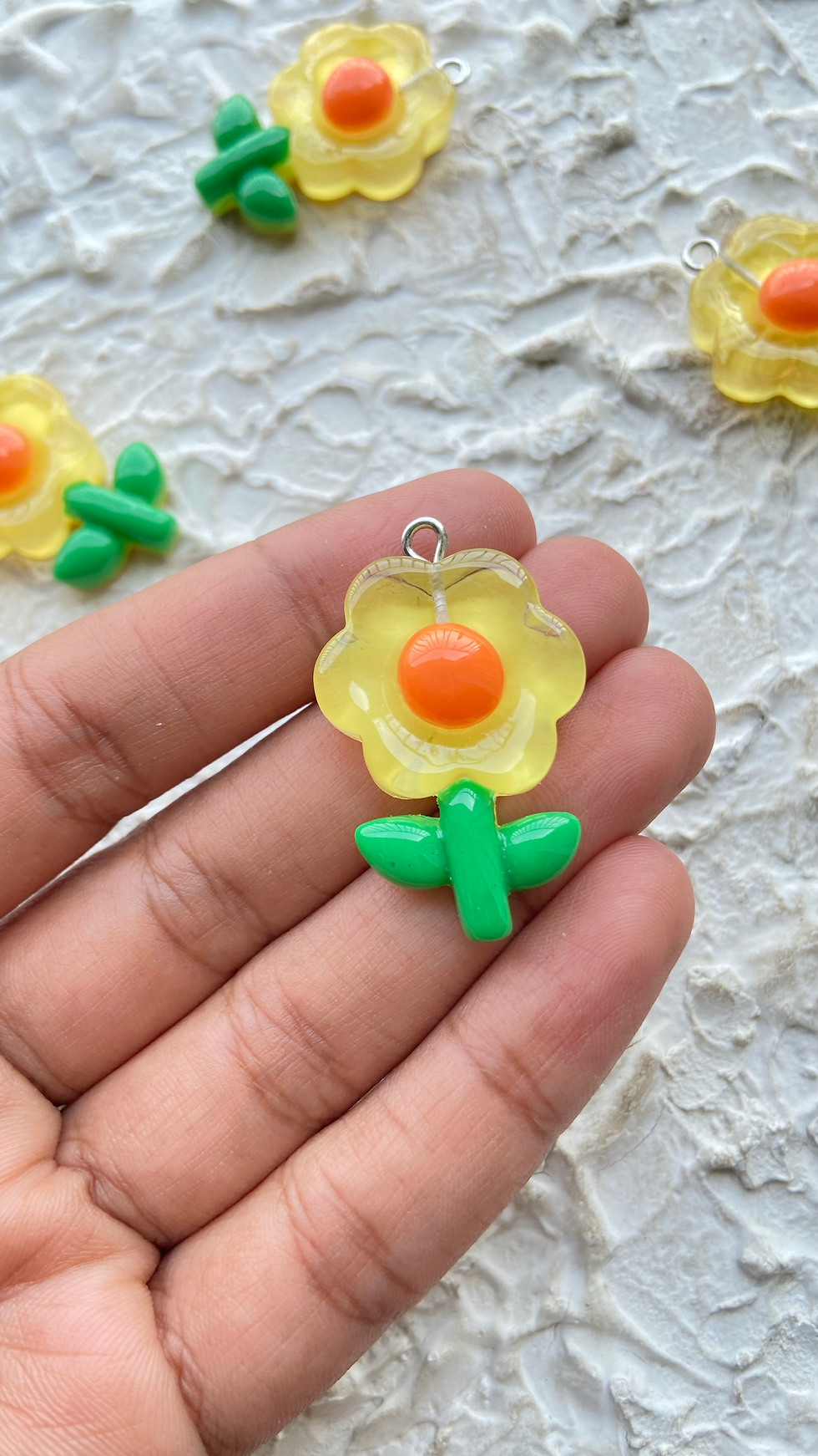 Thumbnail: Resin chunky flower with leaf charm