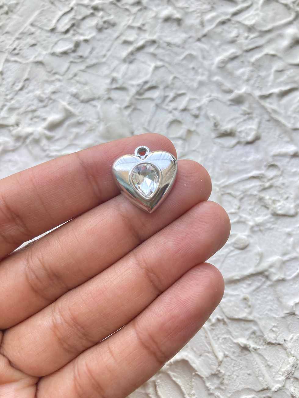 Thumbnail: 304 stainless steel heart with rhinestone charm