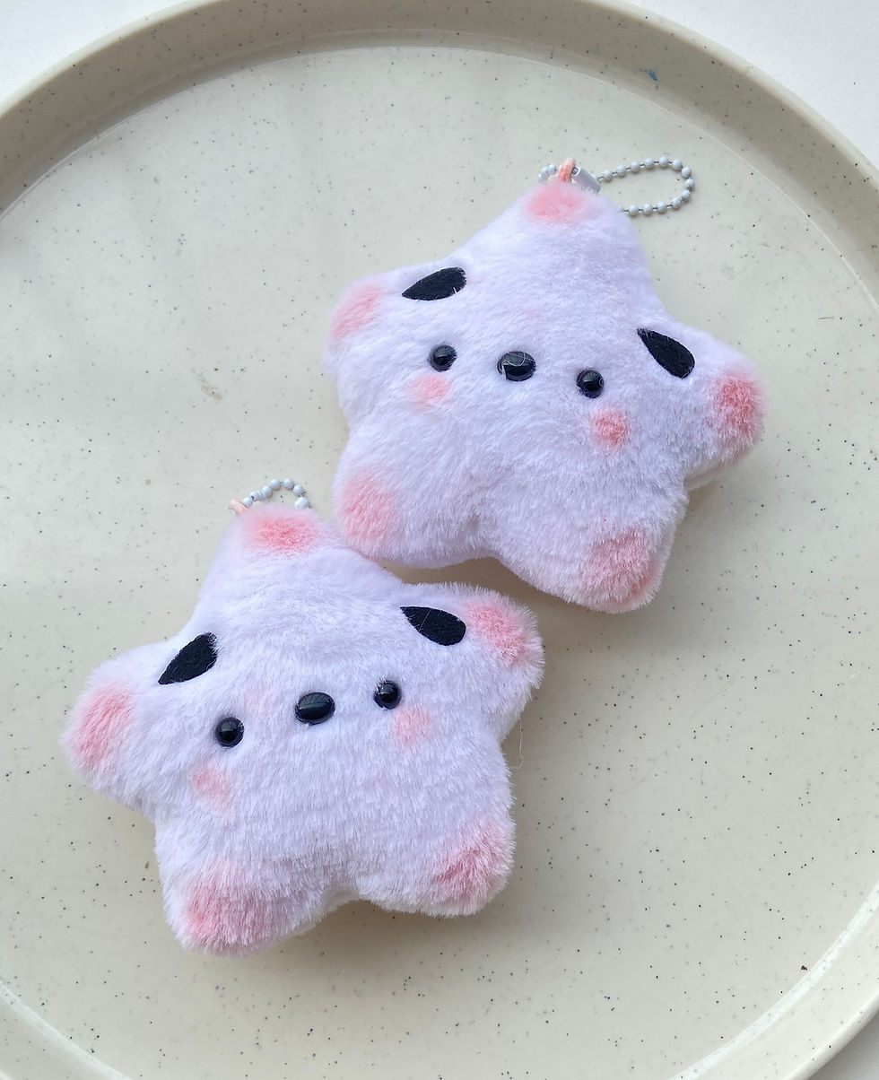 Thumbnail: Cute blush star plushie with ball chain readymade keychain (1pc)