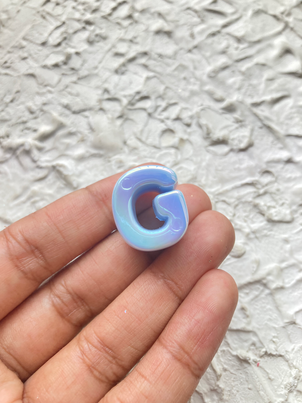Thumbnail: Iridescent acrylic alphabet bead, horizontally drilled (A to N)