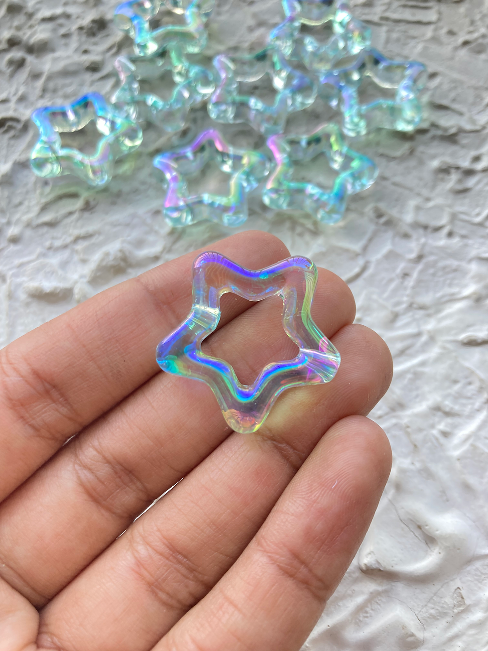 Thumbnail: Holographic chuky star acrylic frame bead