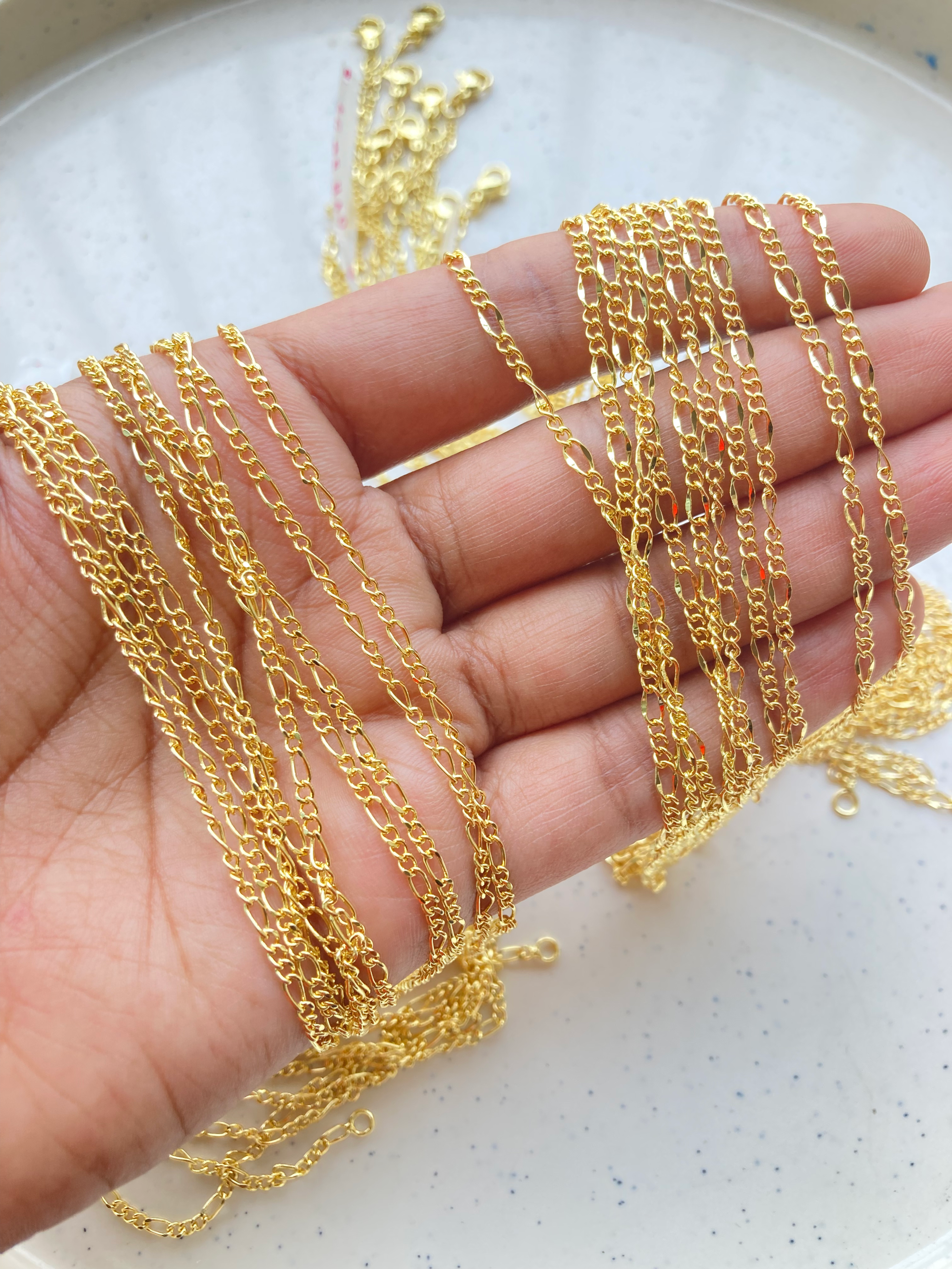 18k gold plated brass figaro chain