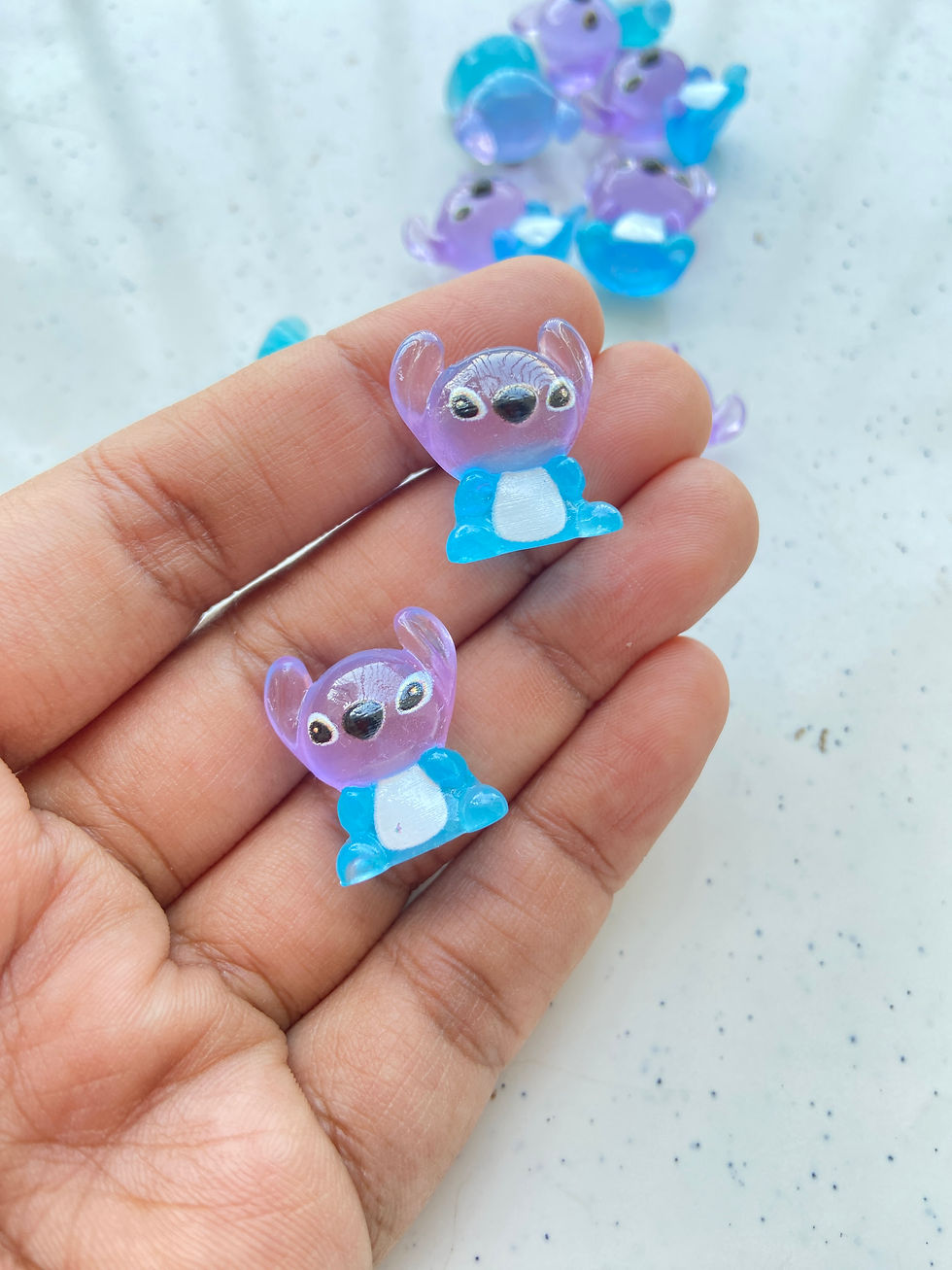 Thumbnail: Stitch resin 3D glow in dark cabachon charm (no hook, no drill)
