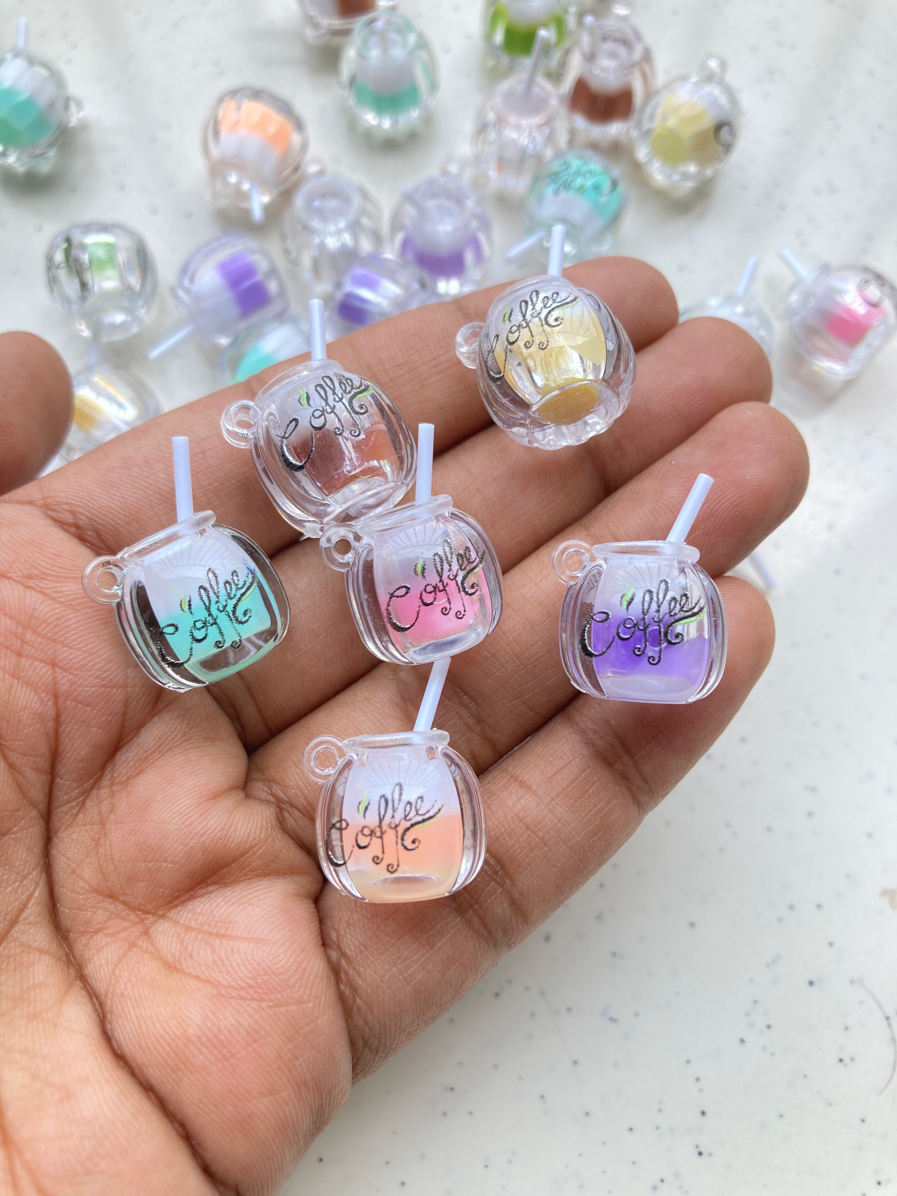Coffee mug acrylic glow in dark charm