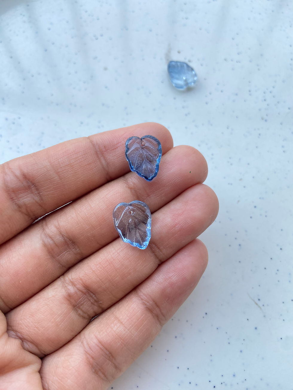 Thumbnail: Lightly shaded glass leaf charm