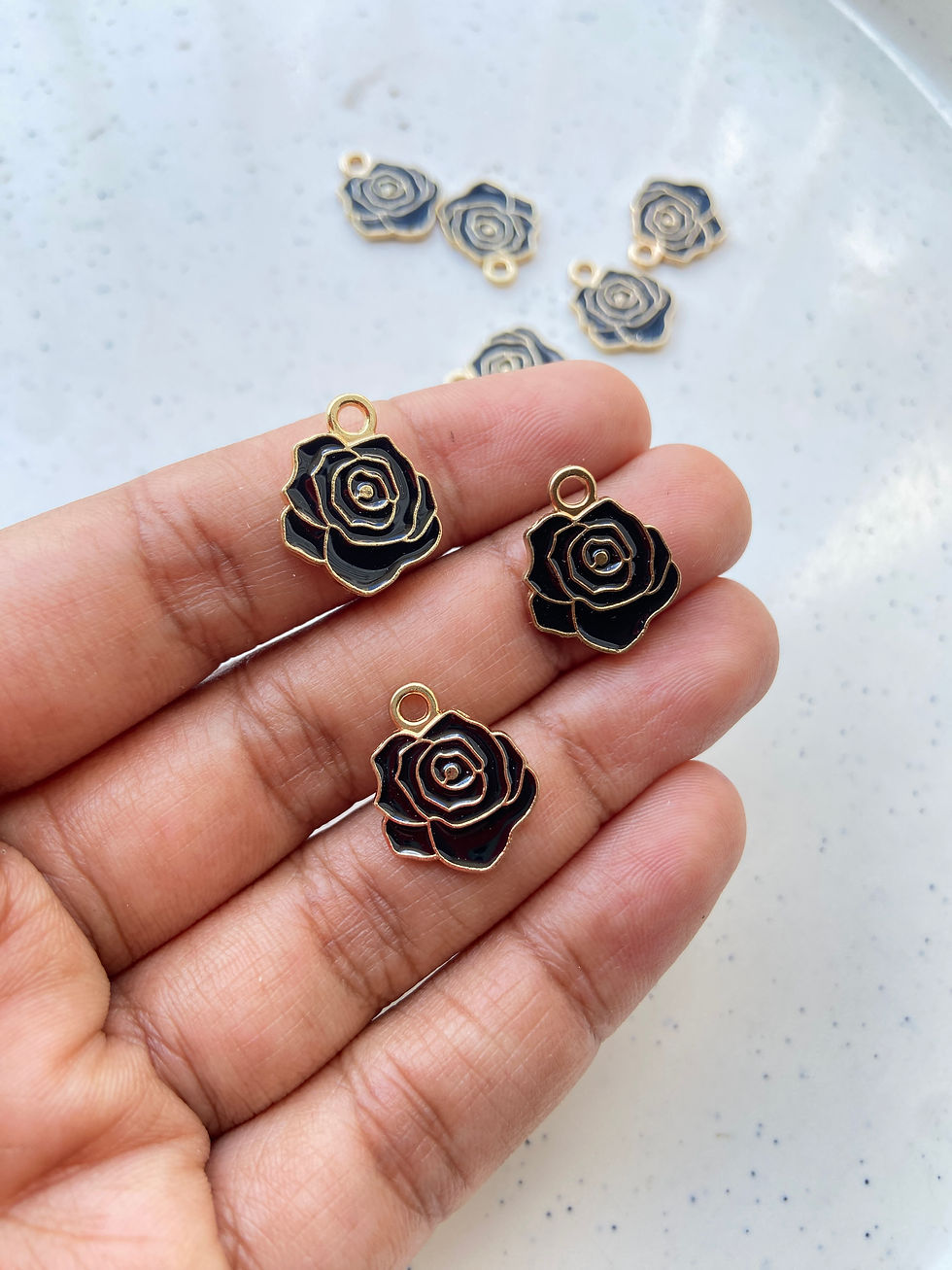 Thumbnail: Alloy enamel rose shape charm