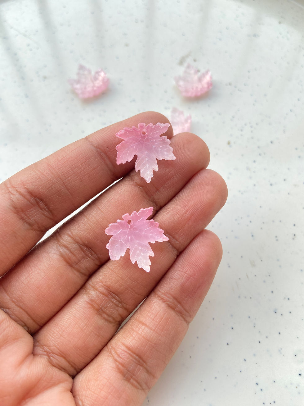 Thumbnail: Glass maple leaf charm