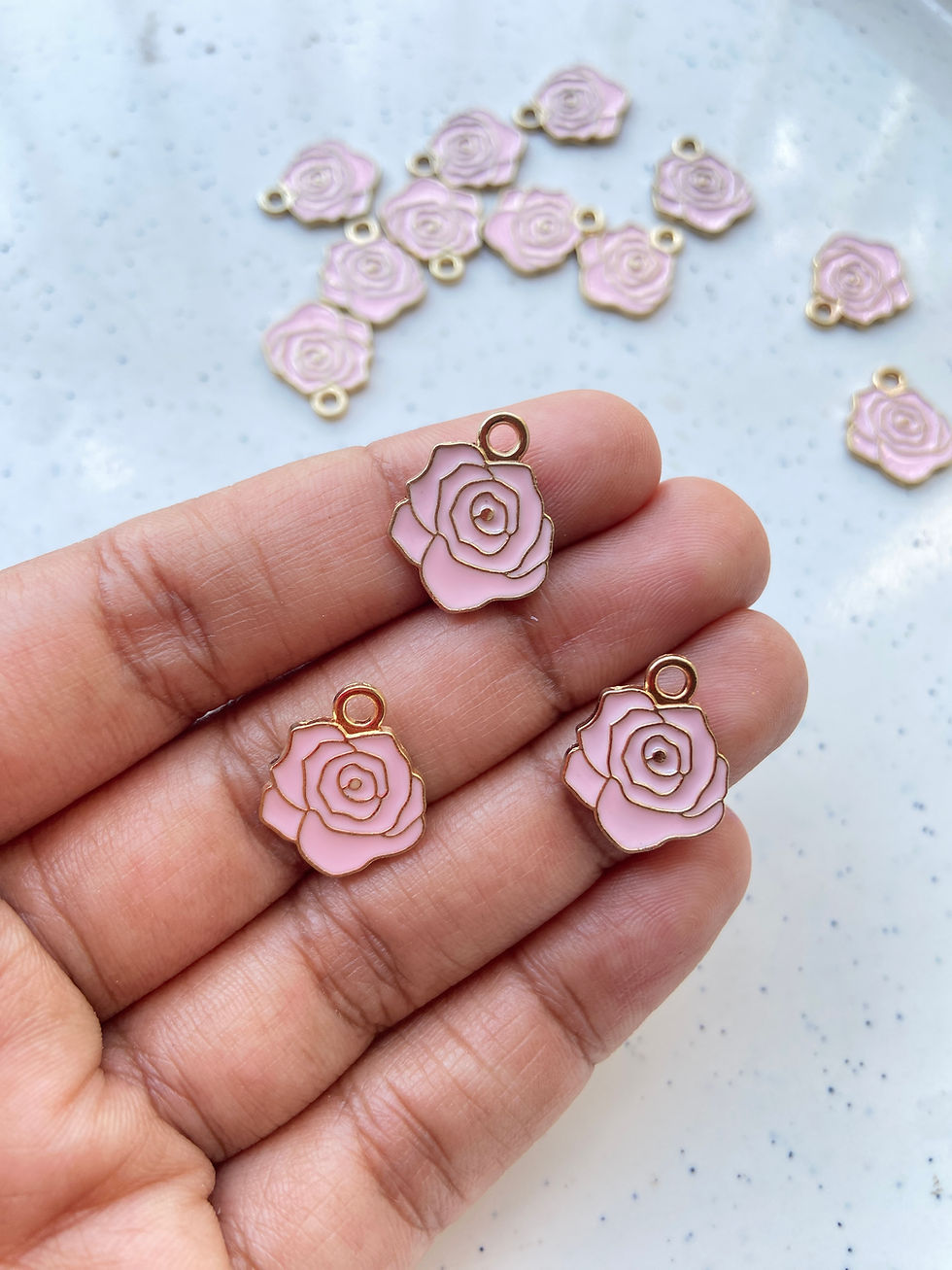 Thumbnail: Alloy enamel rose shape charm