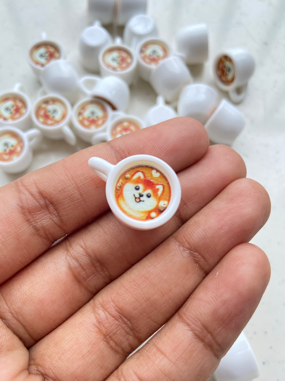 Thumbnail: Coffee cup with dog face resin charm
