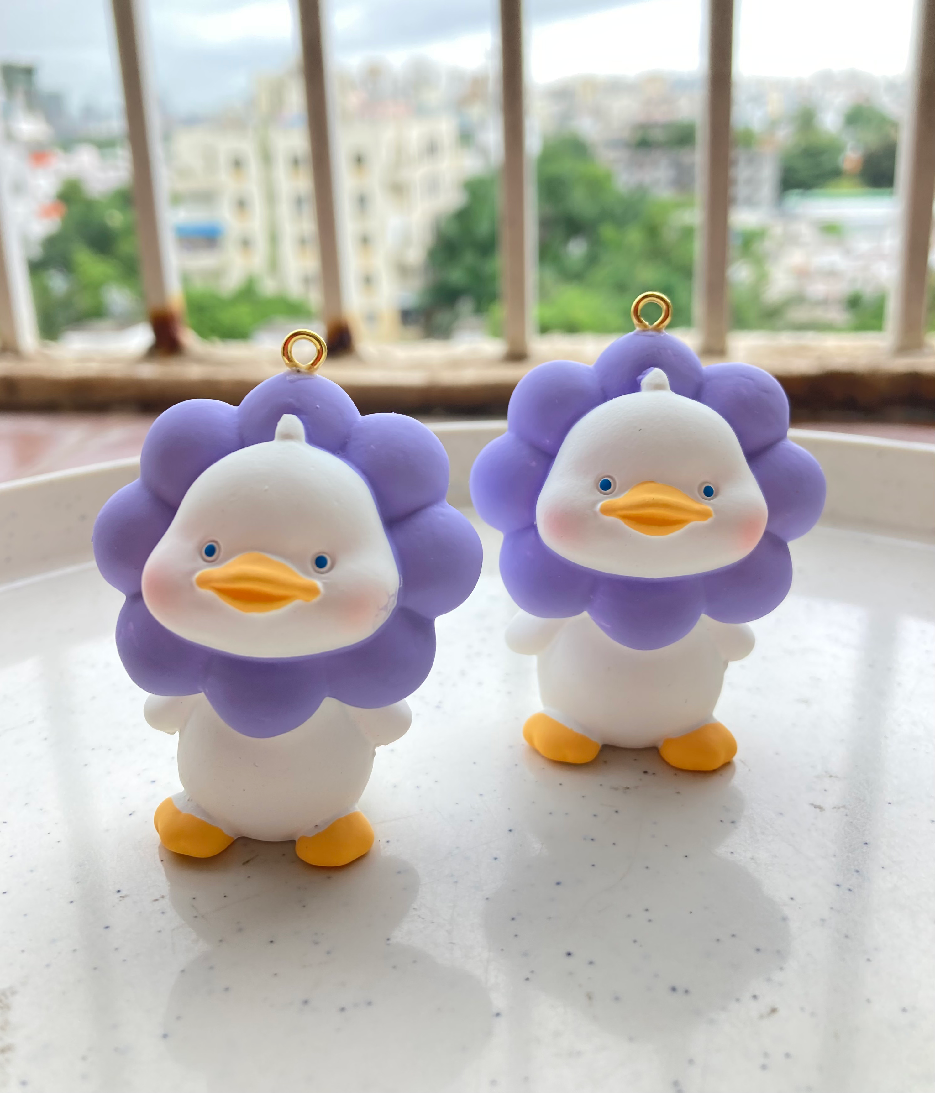 Duck with flower big charm