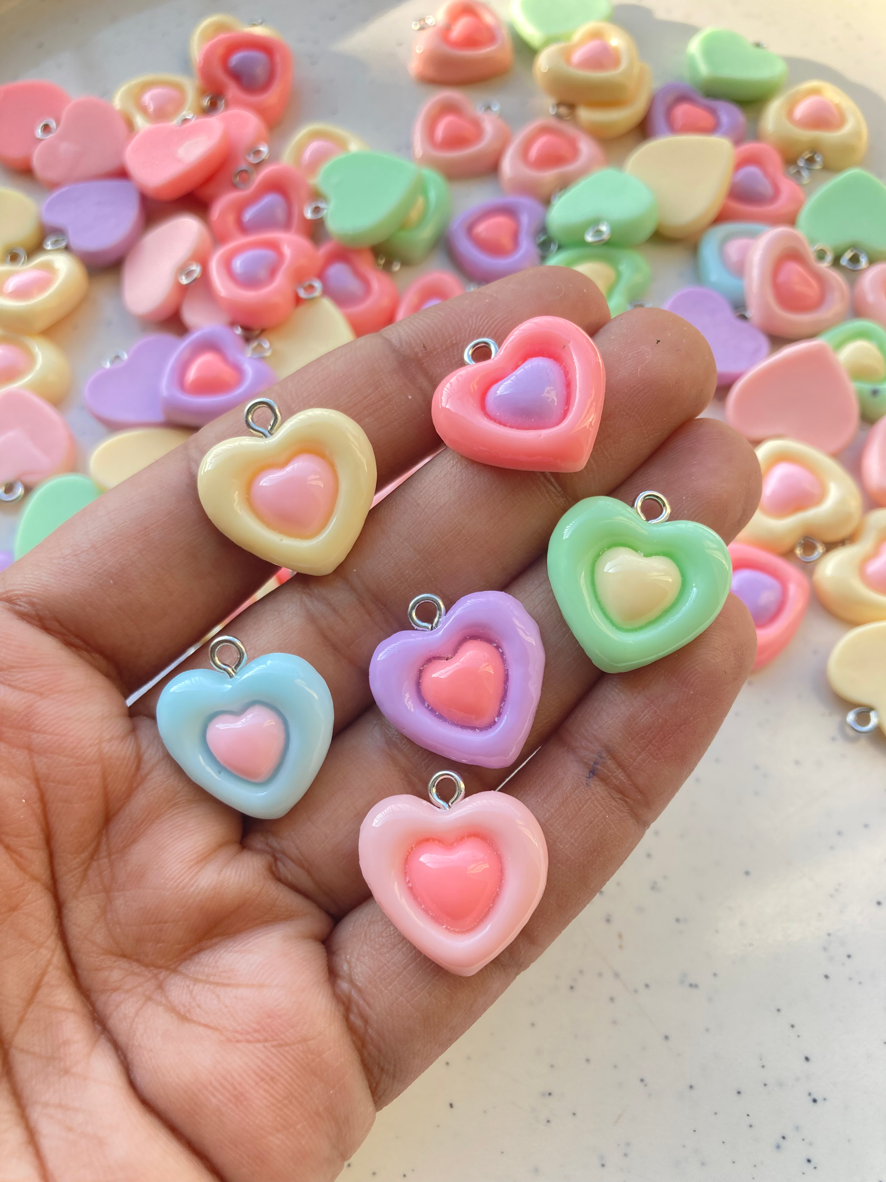 Double heart resin charm